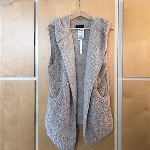 Soft Faux Fur Vest with hood and pockets